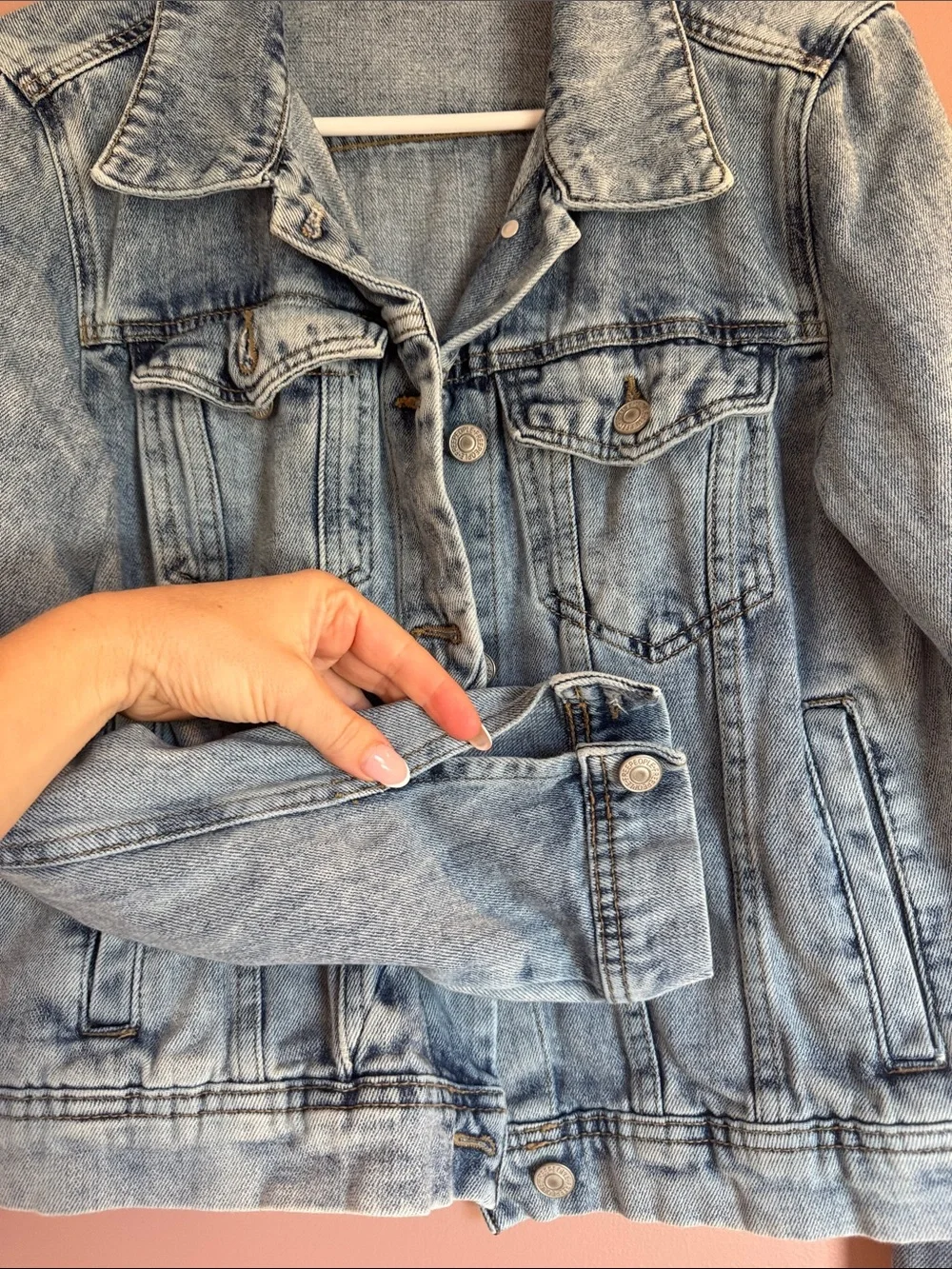 Free People Light Wash Blue Denim Jacket - Picture 4 of 11